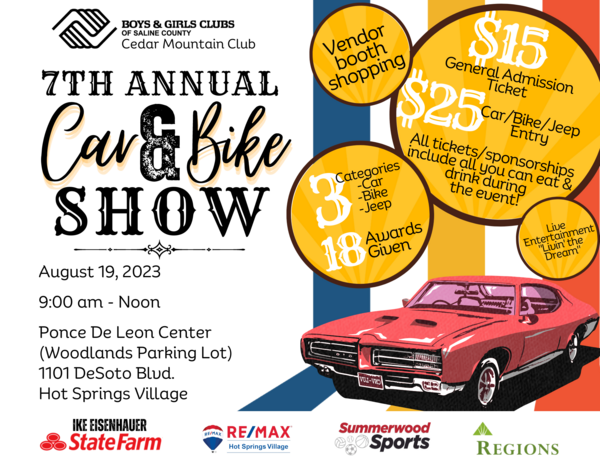 Boys & Girls Clubs of Saline County Cedar Mountain Club 7th Annual Car & Bike Show